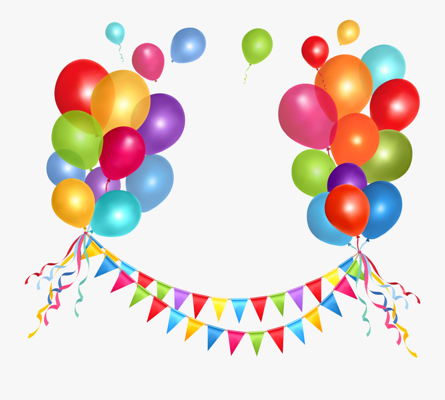 Transparent Party Streamer And Balloons Png Clipart, Transparent Clipart