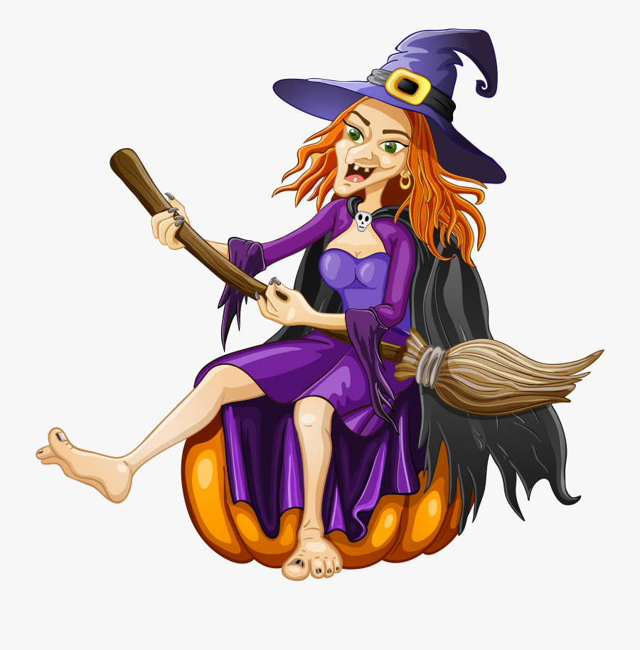 Halloween Witch With Pumpkin Png Clipart - Witch Clipart, Transparent Clipart