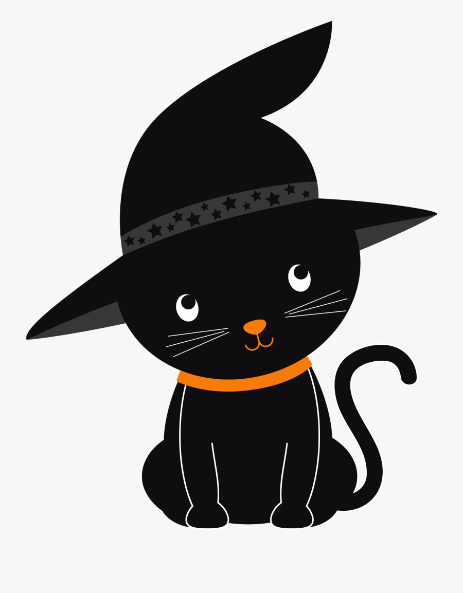 Cute Halloween Cat Clipart - Transparent Background Halloween Black Cat Clipart, Transparent Clipart