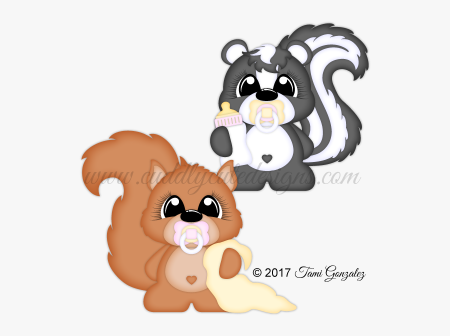 Babies Snuggle Skunk - Cartoon, Transparent Clipart