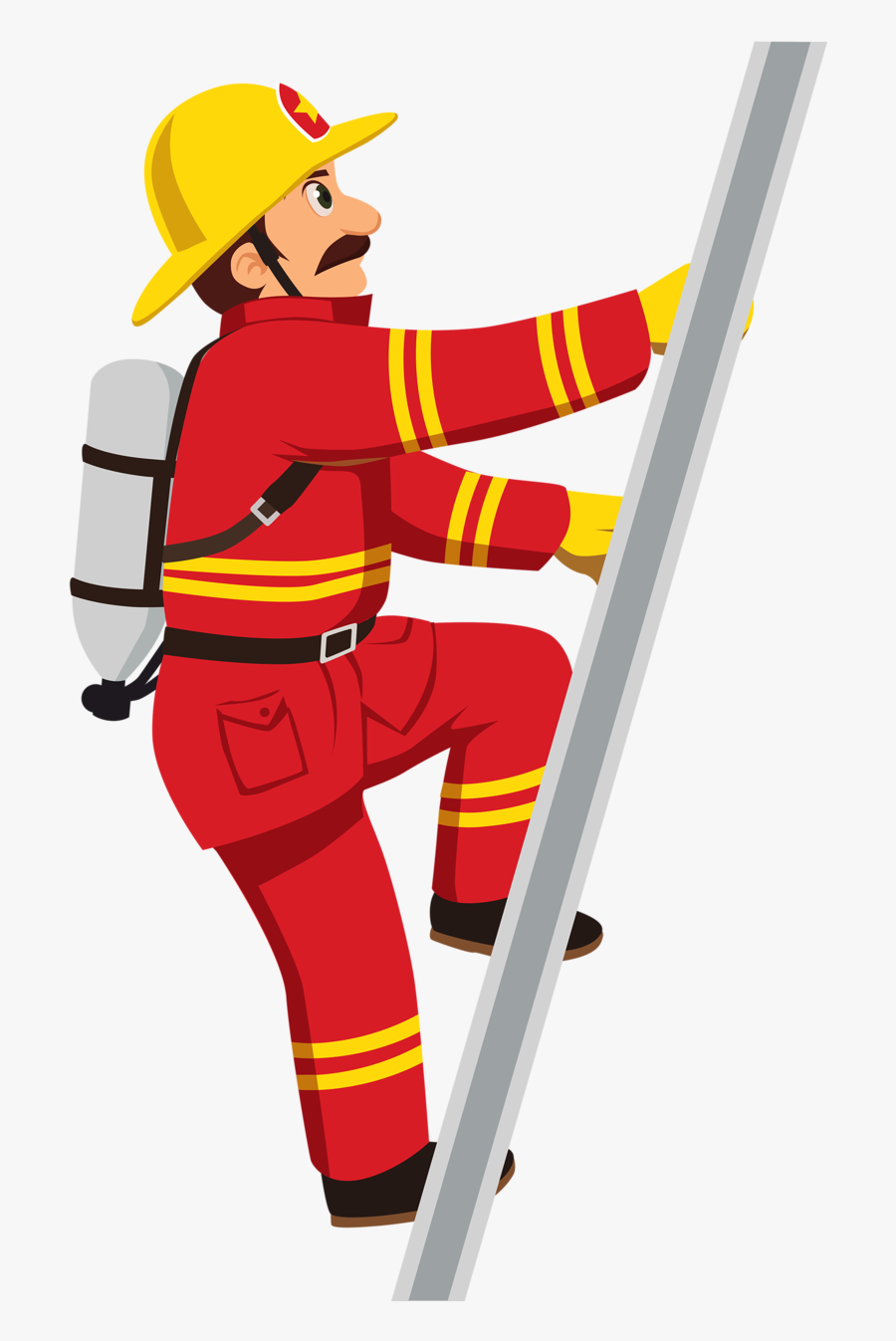 Fireman Profiss Es Of Cios Clip Art - Fireman On Ladder Clipart, Transparent Clipart