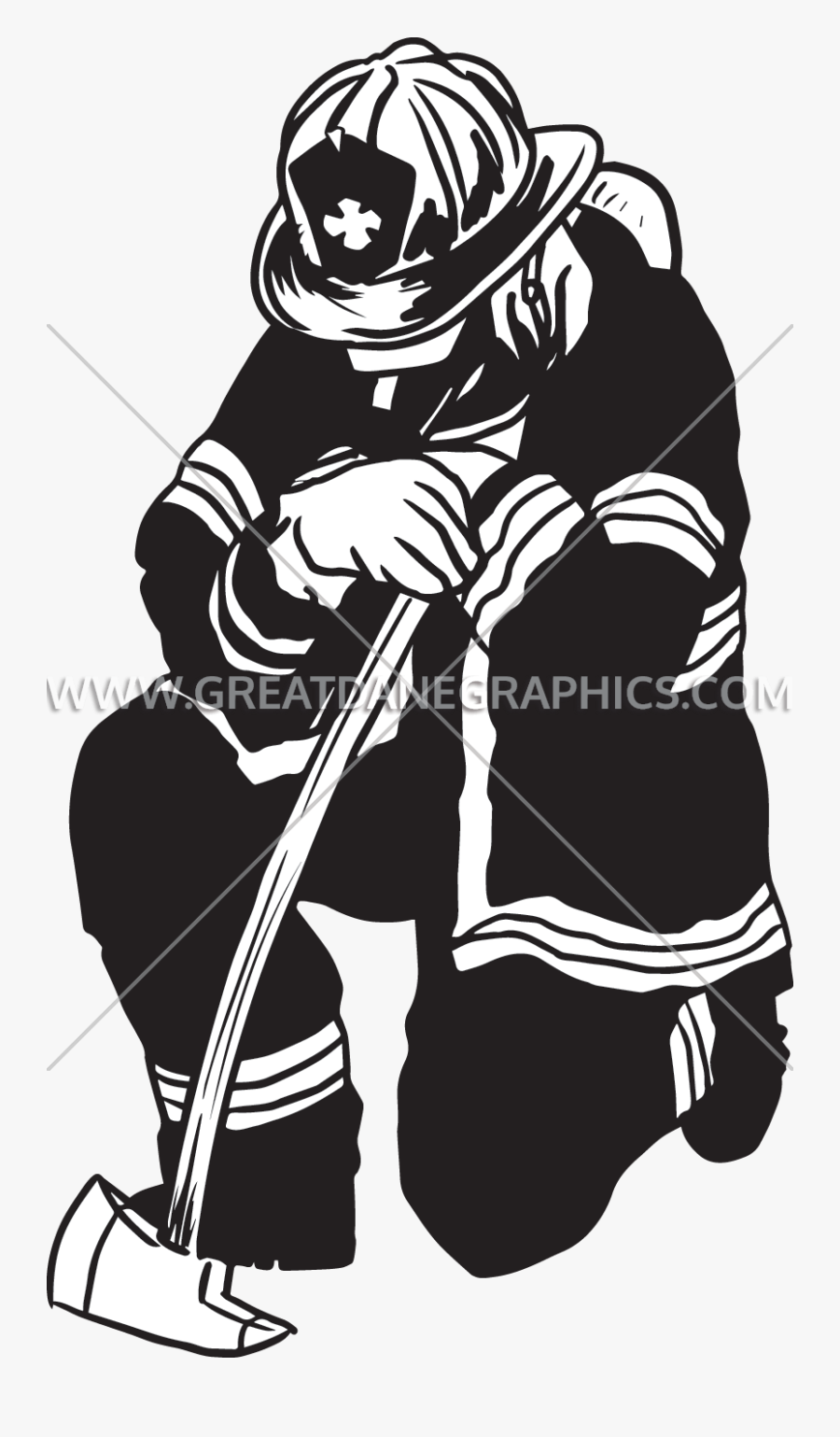 Firefighter Drawing Black And White Clip Art - Firefighter Man Vector, Transparent Clipart