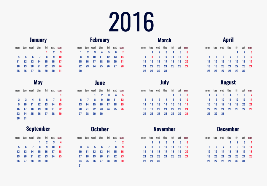 2016 Calendar - Calendar 2019, Transparent Clipart