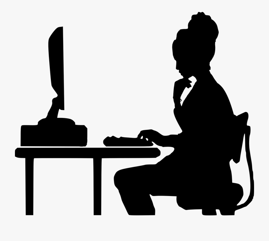 How Online Coding Schools Are Helping To Reimagine - Silhouette Woman At Desk, Transparent Clipart