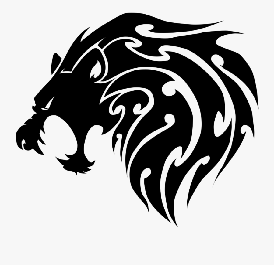 Transparent Skunk Clipart Black And White - Tribal Lion Head Png, Transparent Clipart