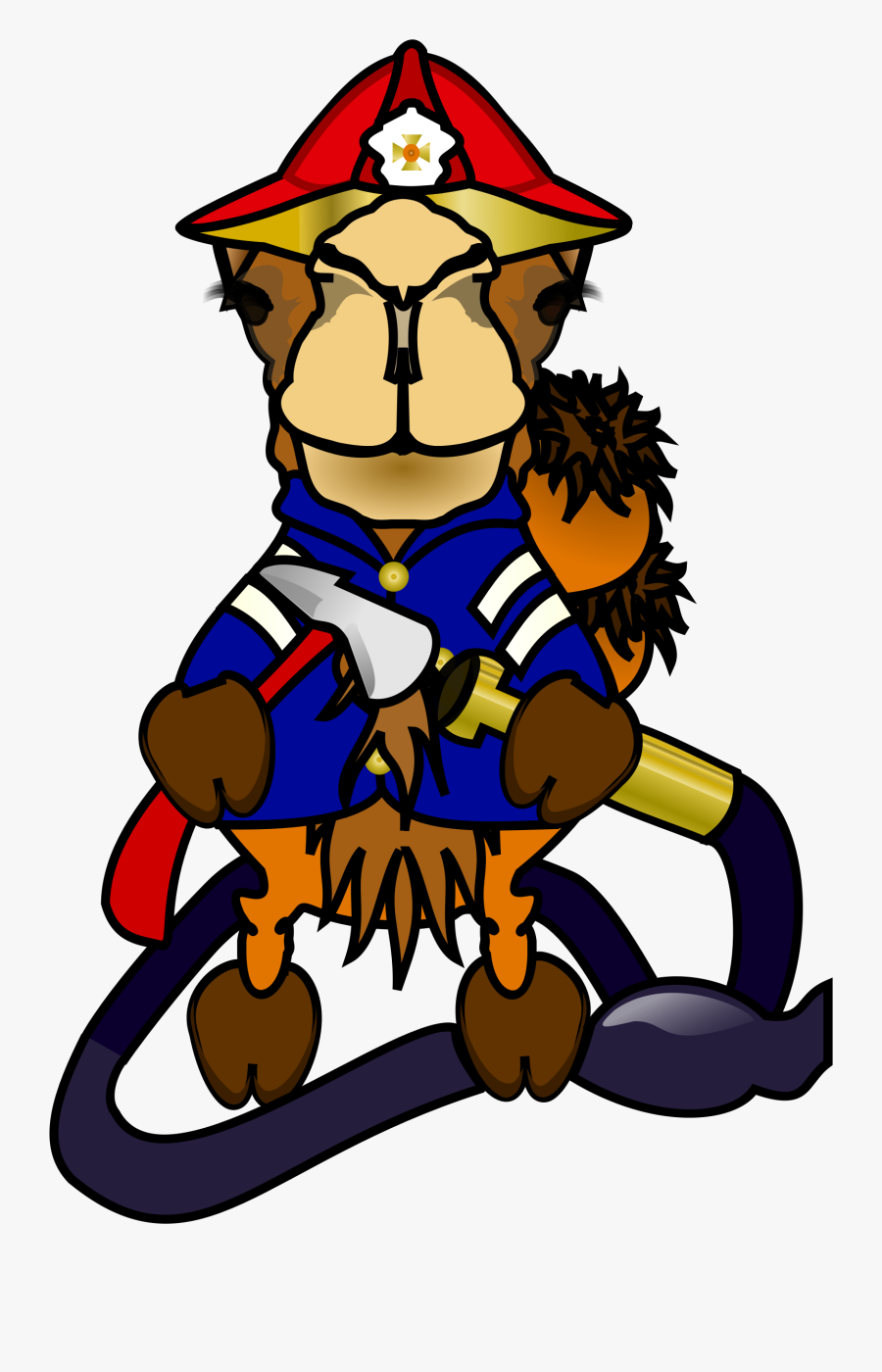 Comic Camel - Camel Firefighter, Transparent Clipart