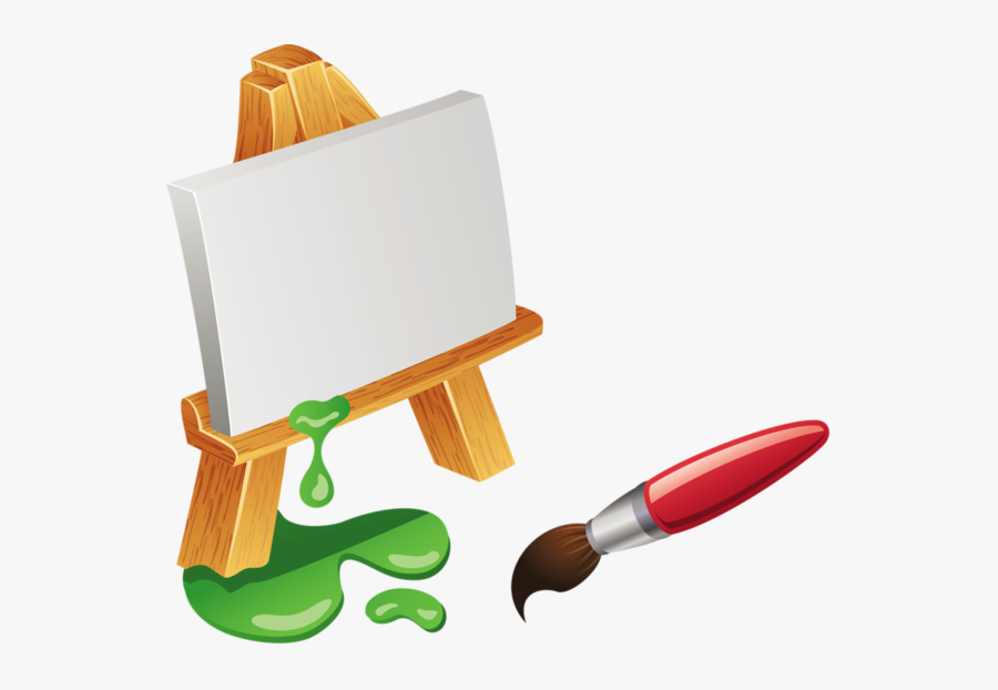 Paint Brushes And Easel, Transparent Clipart