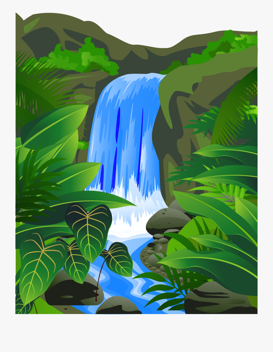 Clip Art Cartoon Waterfall - Poster Related To Nature, Transparent Clipart
