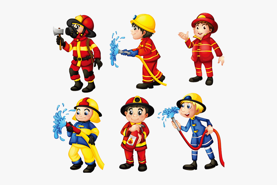 Royalty Free Clip Art - Firefighters Cartoon, Transparent Clipart