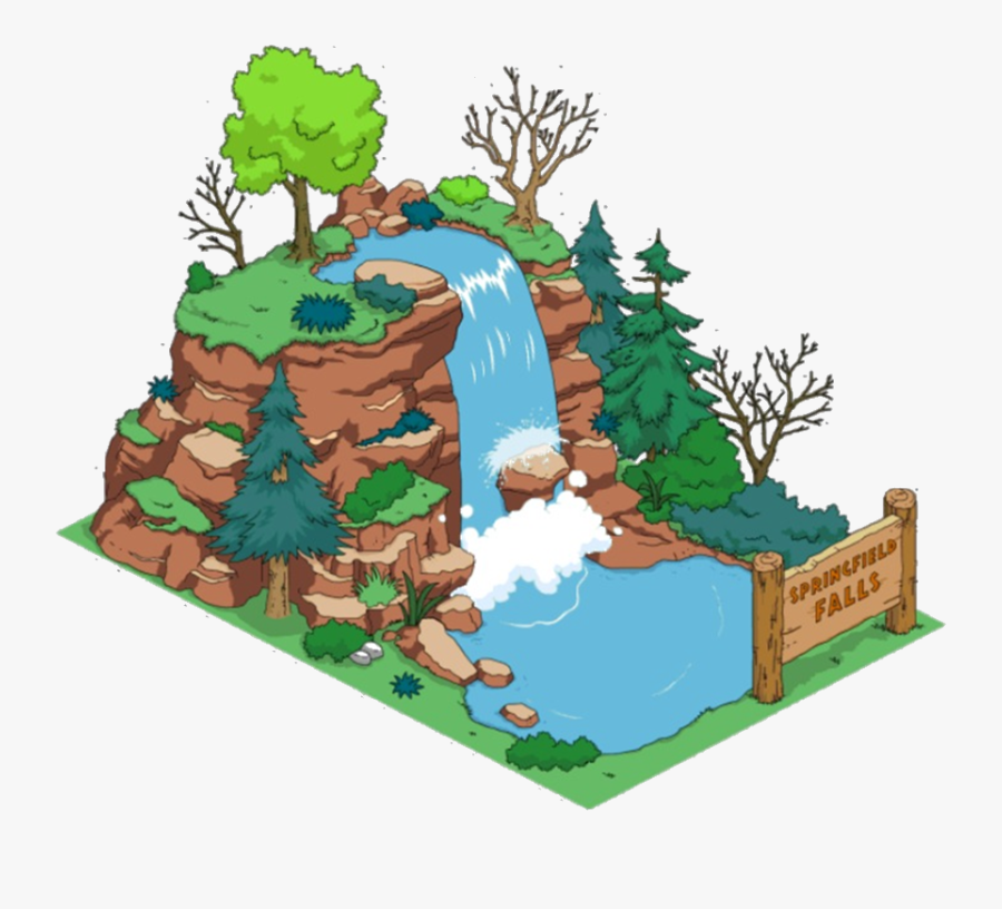 Transparent Safari Guide Clipart - Mountains Water Falls Cartoon, Transparent Clipart