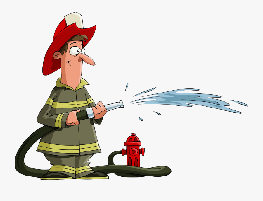 Firefighter Fire Hydrant Garden - Fire Hose Spraying Water , Free Transpare...