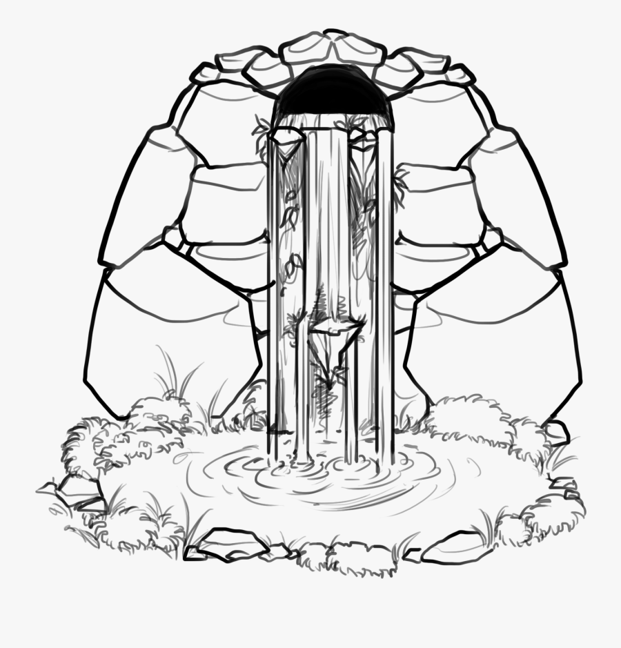 Transparent Waterfall Clipart Black And White - Drawings Of Waterfall Black And White, Transparent Clipart