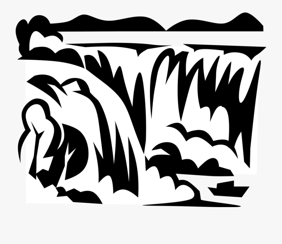 Transparent Niagara Falls Clipart - Waterfall Graphic Black And White, Transparent Clipart