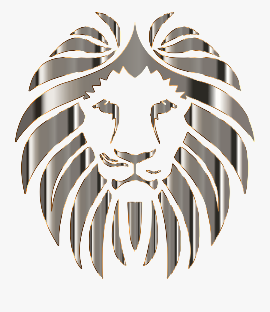 Head,big Cats,symmetry - Vector Silhouette Lion Head, Transparent Clipart