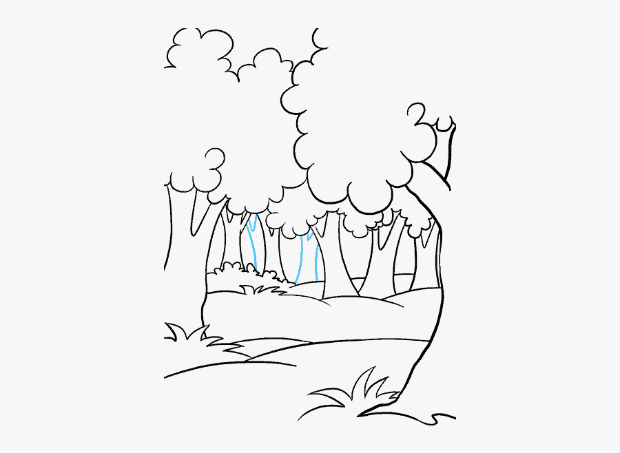 Waterfall Clipart Easy Draw - Easy Drawing Of A Forest, Transparent Clipart