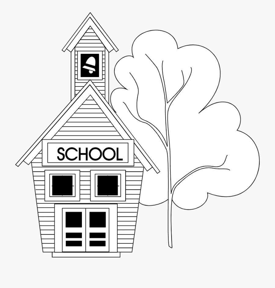 Schoolhouse Clipart Transparent Background - School Clipart Transparent Black And White, Transparent Clipart