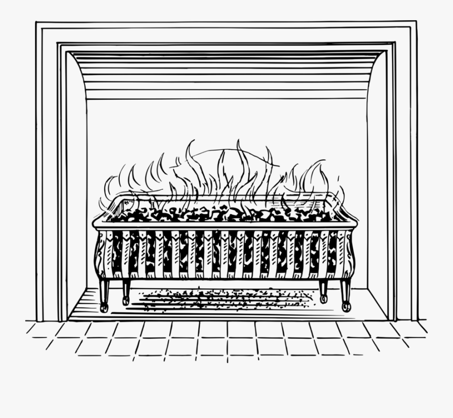 Line Art,area,monochrome Photography - Fireplace Black And White, Transparent Clipart