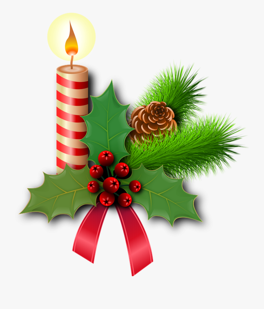 Christmas Holly Picture Christmas Holly Candles Free - ตกแต่ง ค ริ สมาส ต์, Transparent Clipart