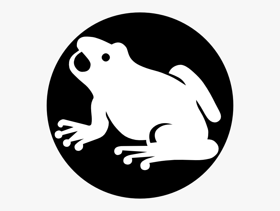White Frog Silhouette With Black Background Clip Art - Frog Black And White Background, Transparent Clipart