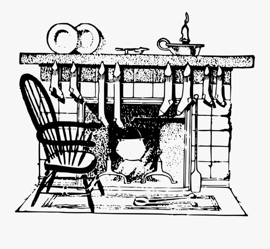 Clip Art Christmas Christmas Day Christmas Stockings - Fire Place Flame Clipart Black And White, Transparent Clipart
