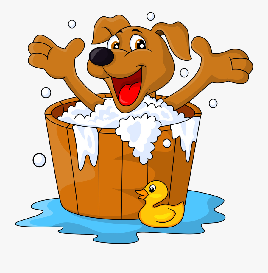 Clip Art Animal Bathtub - Dog Taking A Bath Cartoon, Transparent Clipart
