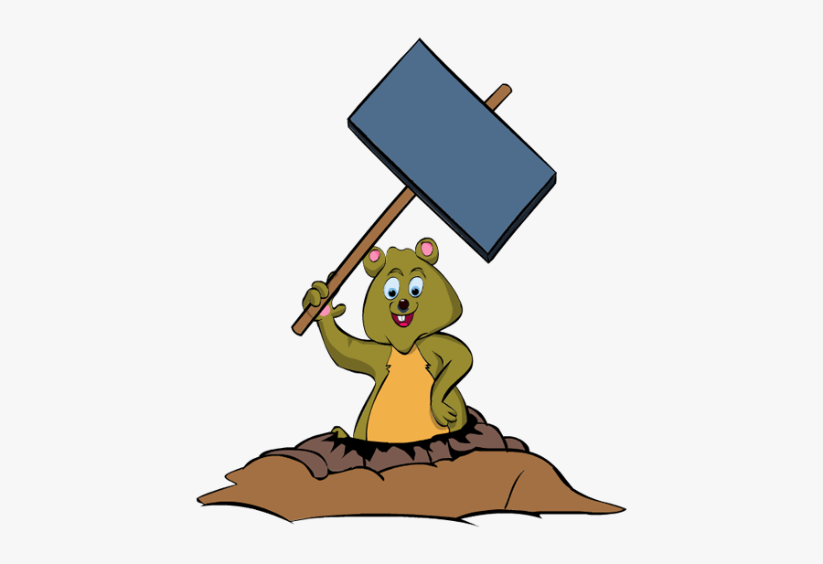 Clip Art Groundhog Day Burrow Rodent Signboard - Illustration, Transparent Clipart