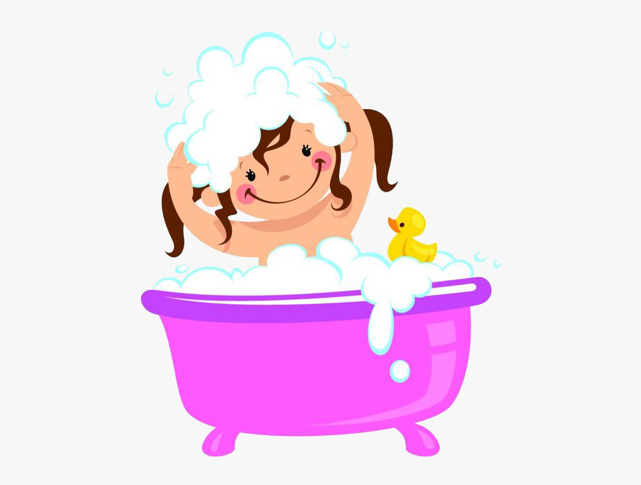 Bathing Bubble Bath Clip - Kids Bathing Cartoon, Transparent Clipart