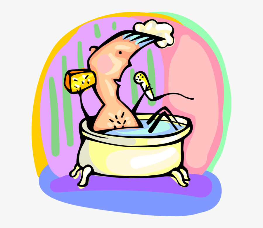Vector Illustration Of Singing In The Bathtub With - Человек В Ванной Пнг, Transparent Clipart