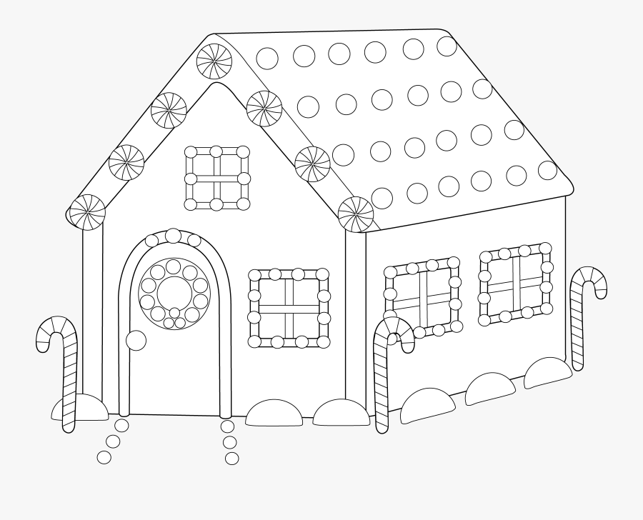 Home Clipart Coloring Sheet - Clip Art Pattern Of Gingerbread House, Transparent Clipart