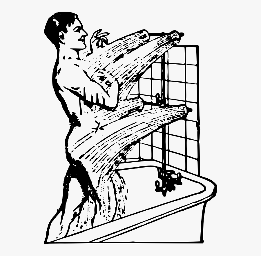 Standing,human Behavior,recreation - Drawing Of Shower Bath, Transparent Clipart