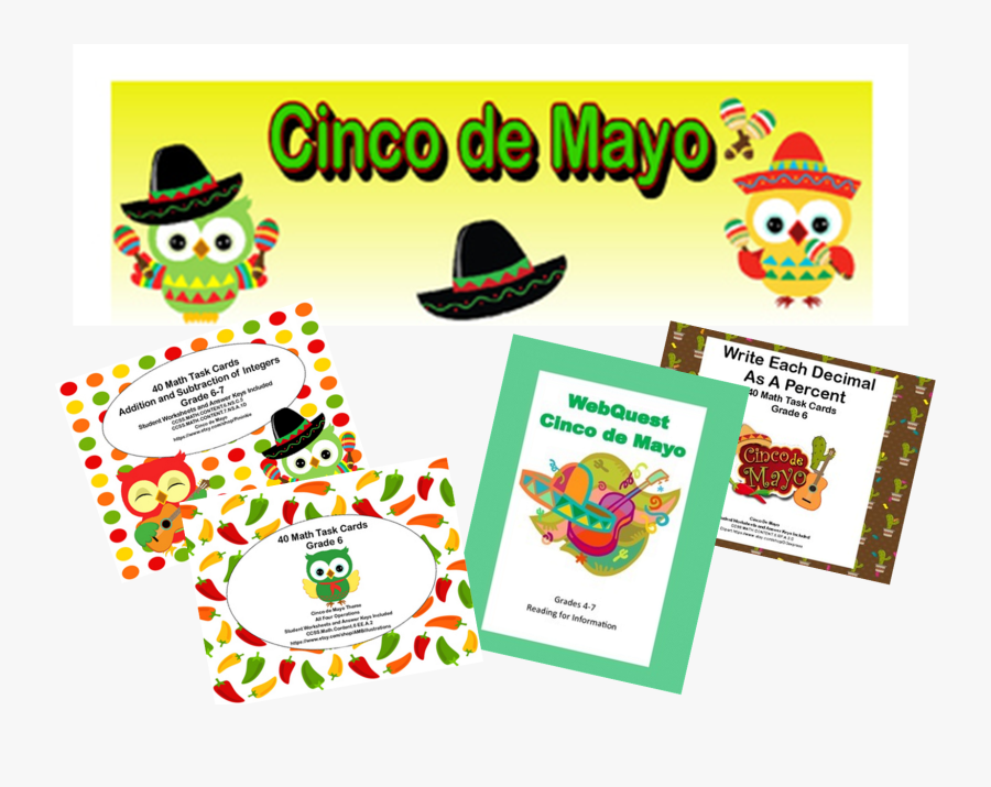 40 Math Task Cards "cinco De Mayo Fun With Equations - Cinco De Mayo, Transparent Clipart