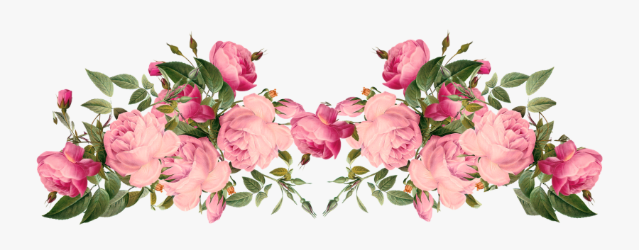 Vintage Pink Flower Border, Transparent Clipart
