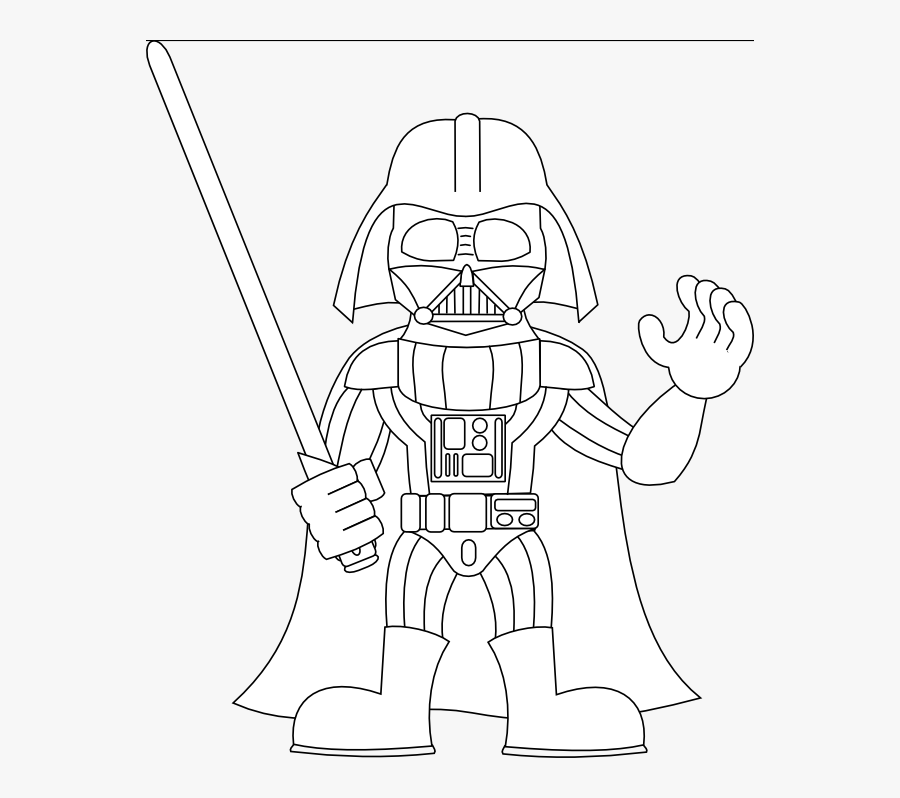 Star Wars Banner Library Stock Line Drawing - Darth Vader Lightsaber Coloring Page, Transparent Clipart