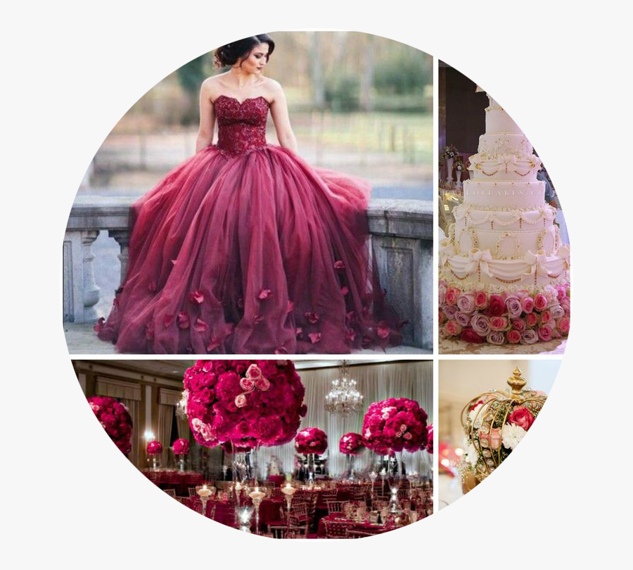 Quinceanera Themes Party - Dark Red Ball Gown Dresses, Transparent Clipart