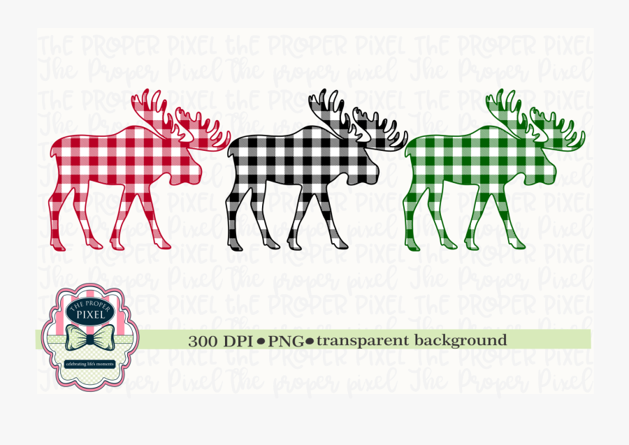 Moose Design Buffalo Plaid Christmas Sublimation Printable - Christmas Day, Transparent Clipart