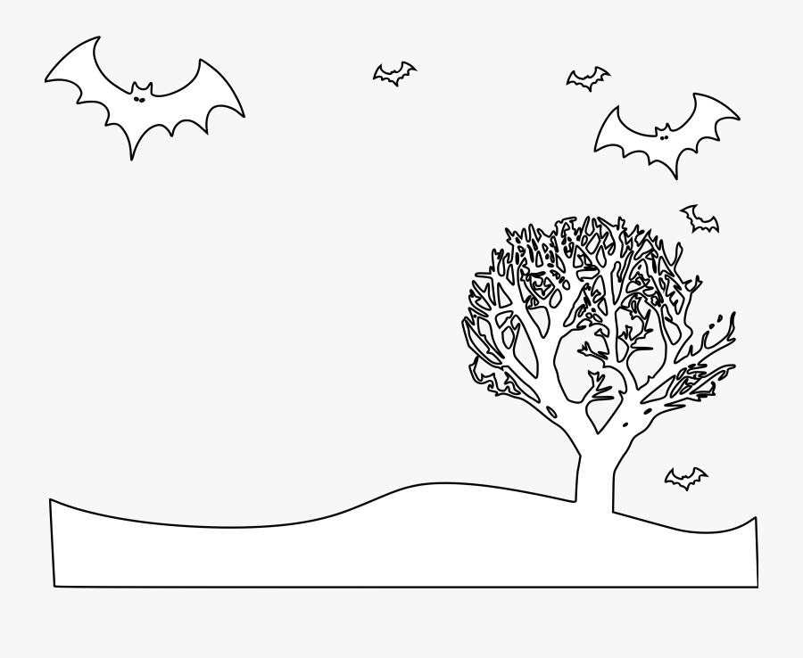Halloween Landscape Coloring Page - Halloween Scene Coloring Page, Transparent Clipart
