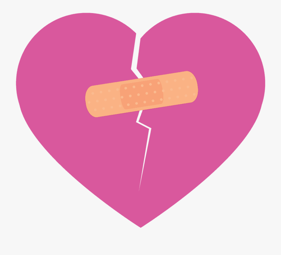 Broken Heart With Bandaid, Transparent Clipart
