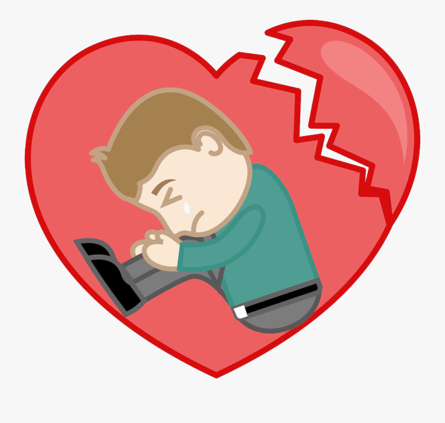 Broken Heart Sadness Drawing Clip Art - Crying Broken Heart Men, Transparent Clipart