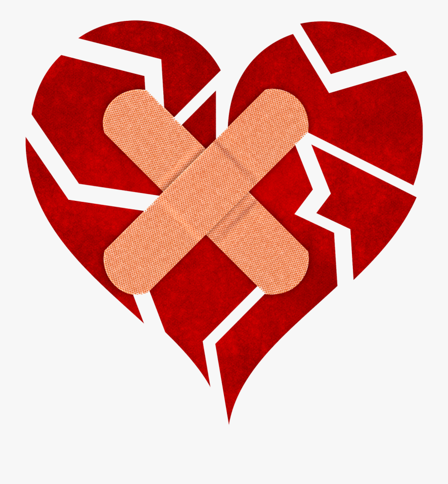 Clip Art Broken Heart With Bandage - Broken Heart With Bandage, Transparent Clipart