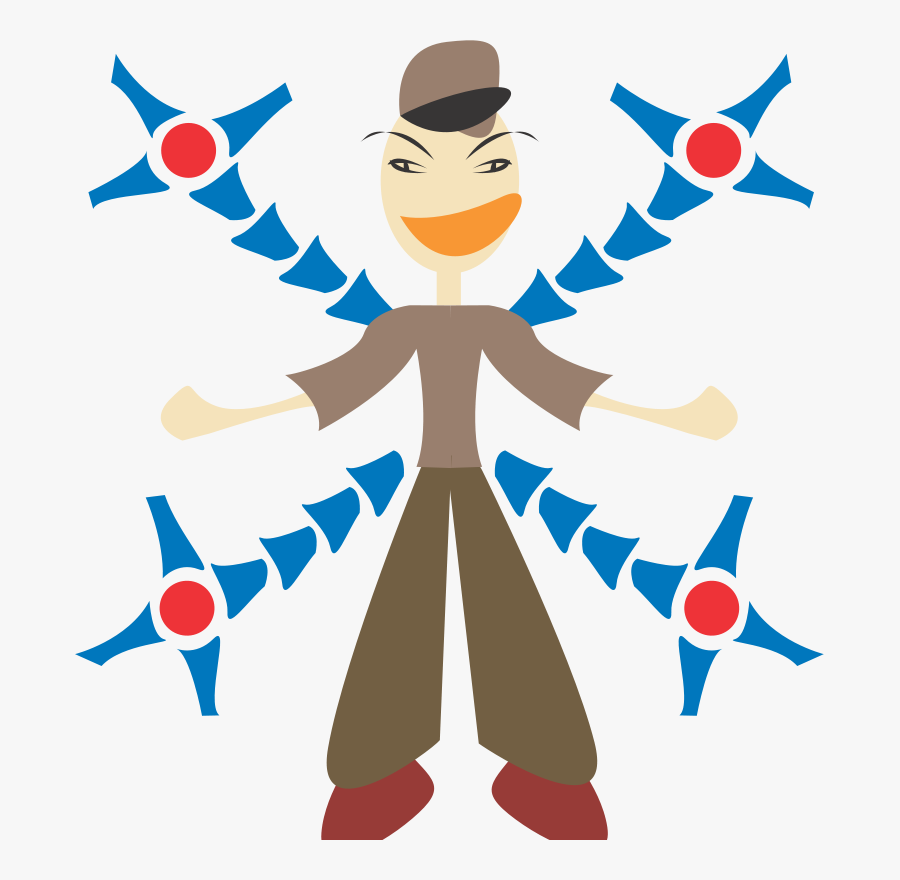 Man With Mechanic Arms - Clip Art, Transparent Clipart