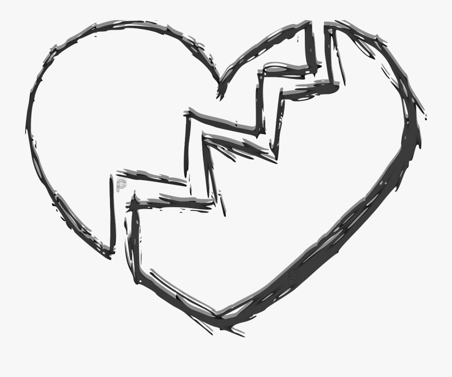 Transparent Broken Heart Clipart Black And White - Broken Heart No Background, Transparent Clipart