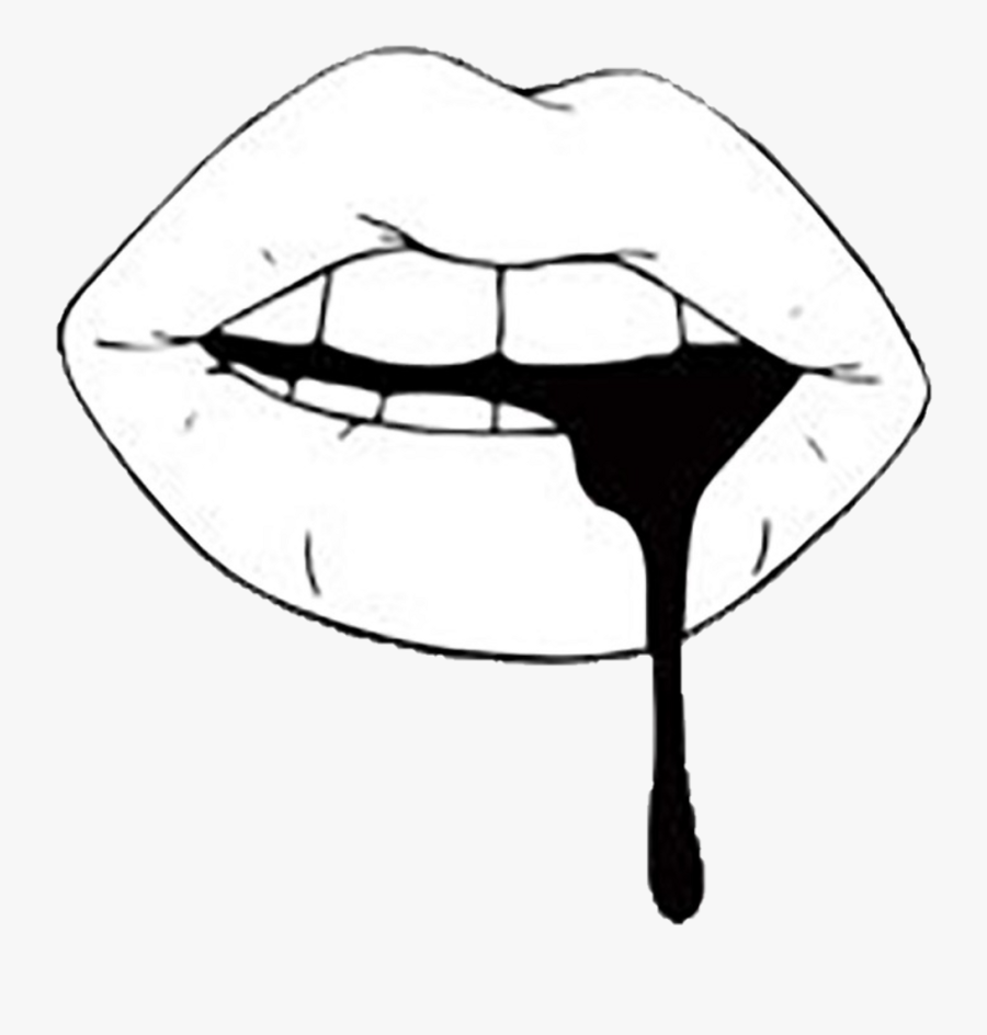 Mouth And Tongue Clipart Black And White - Black And White Lips, Transparent Clipart