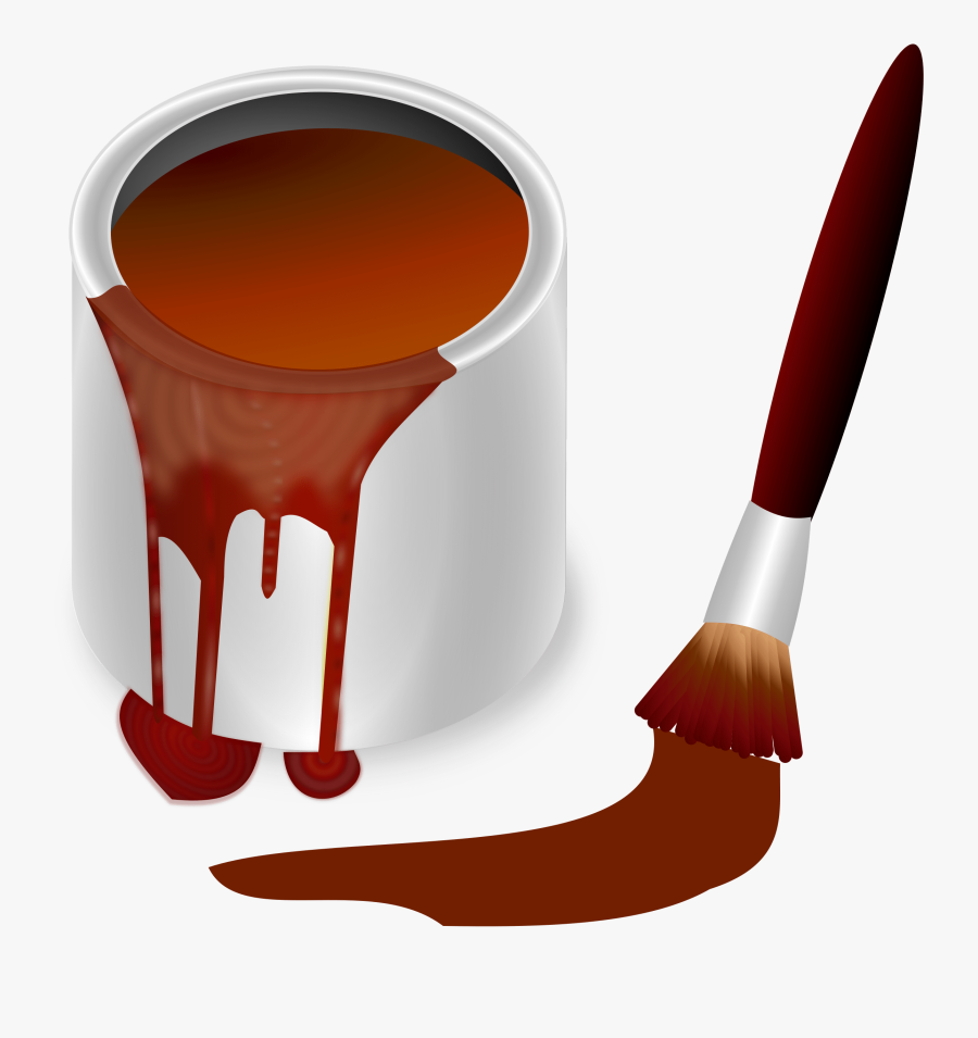 Brown Paint With Paint Brush Svg Clip Arts - Blue Paint Bucket Clipart, Transparent Clipart