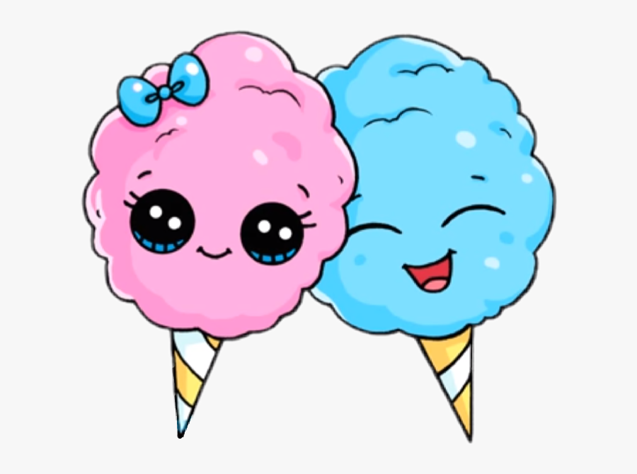 Transparent Candy Floss Clipart - Cute Kawaii Cotton Candy, Transparent Clipart