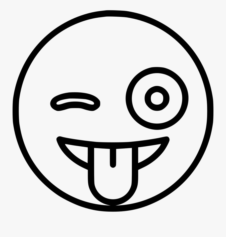 Sun Sticking Tongue Clipart - Winky Face Black And White Png, Transparent Clipart