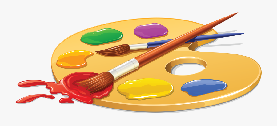 Palette Painting Brush Clip Art - Paintbrush And Palette Png, Transparent Clipart