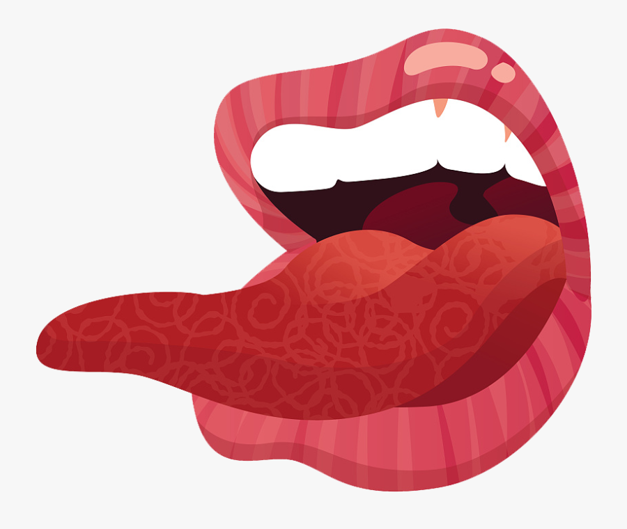 Tongue Mouth Illustration - Cartoon Transparent Tongue, Transparent Clipart