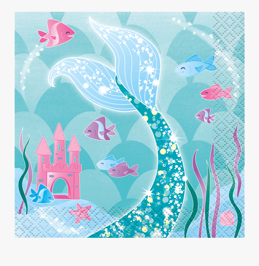 Clip Art Mermaid Under The Sea - Mermaid Napkins, Transparent Clipart