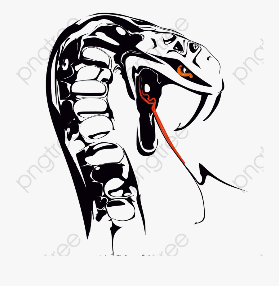 Tongue Sticking Out Big Black Snake - 卡通 毒蛇 蛇, Transparent Clipart