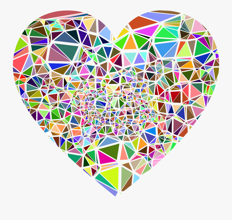 Low Poly Shattered Heart Vector Black And White Library - Portable Network Graphics, Transparent Clipart